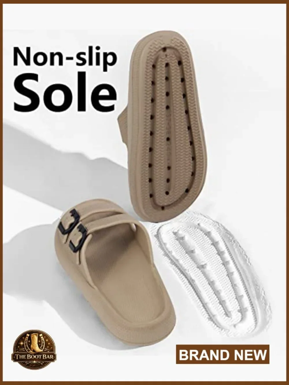 Double Buckle Adjustable Slide Sandals - Lightweight EVA Flats